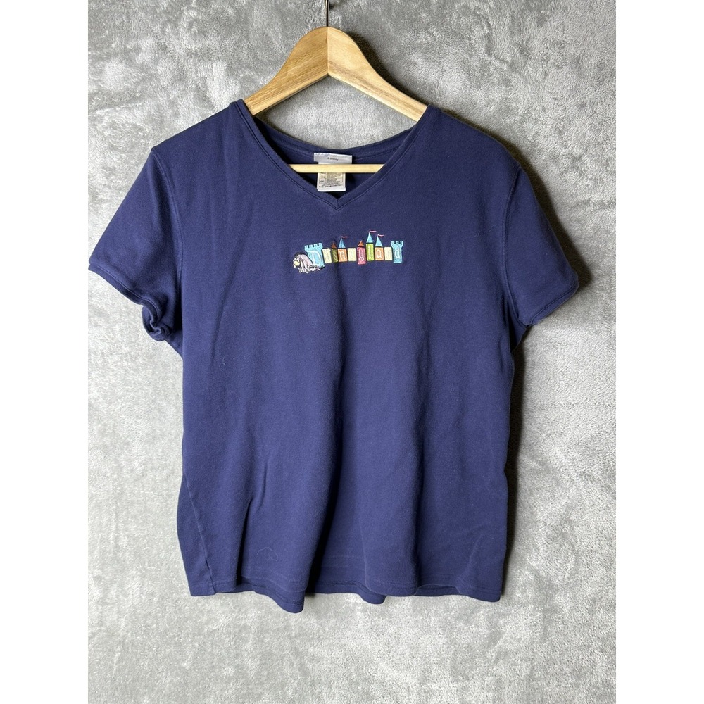 Disney Disneyland Resort Shirt Womens XXL Embroidered V Neck Tee‎ Eeyore